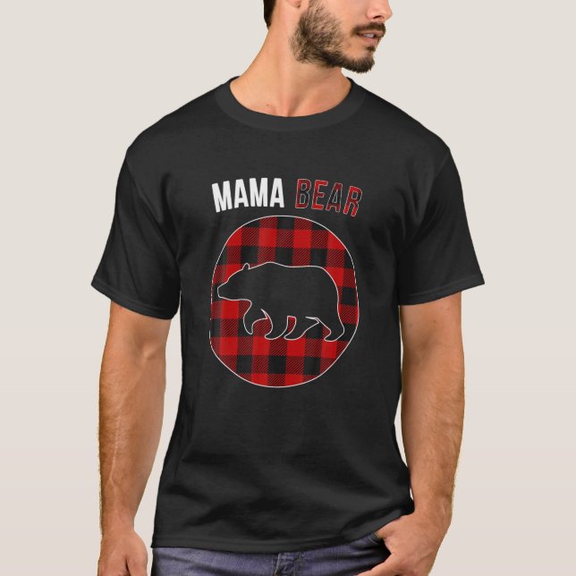 Squad Bear Christmas Pajama Red Plaid Buffalo Fami T-Shirt (Front)