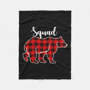 Squad Bear Red Plaid Christmas Costume Matching Fa Fleece Blanket