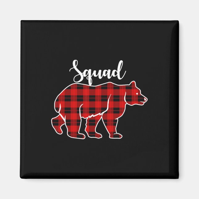 Squad Bear Red Plaid Christmas Costume Matching Fa Magnet (Front)