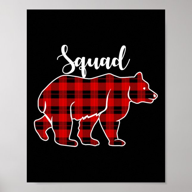 Squad Bear Red Plaid Christmas Costume Matching Fa Poster (Front)