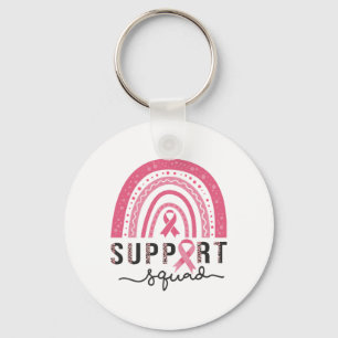 Squad Breast Cancer Awareness Leopard Pink Rainbow Key Ring