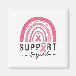 Squad Breast Cancer Awareness Leopard Pink Rainbow Magnet