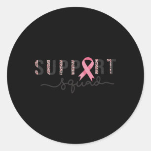 Squad Breast Cancer Awareness Leopard Pink Ribbon Classic Round Sticker