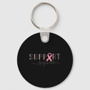 Squad Breast Cancer Awareness Leopard Pink Ribbon Key Ring