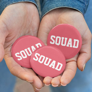 Squad Coral Pink & White 6 Cm Round Badge