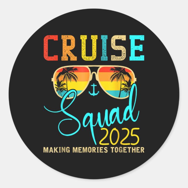Squad Crew Cruise 2025 Summer Vacation Matching Fa Classic Round Sticker (Front)