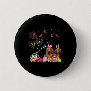 Squad Easter Couple Bunny Dachshunds Dandelions Hu 6 Cm Round Badge