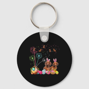 Squad Easter Couple Bunny Dachshunds Dandelions Hu Key Ring