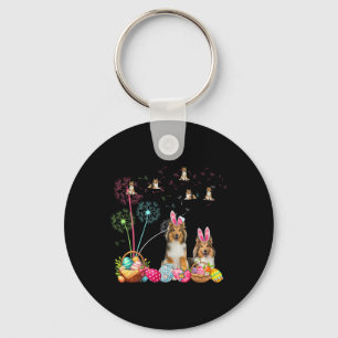 Squad Easter Couple Bunny Shelties Dandelions Hunt Key Ring