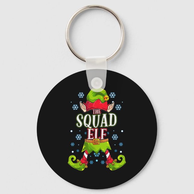 Squad Elf Matching Family Group Christmas Party  Key Ring (Front)