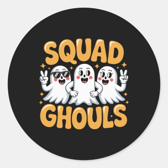 Squad Ghosts Matching Funny Halloween 2  Classic Round Sticker (Front)