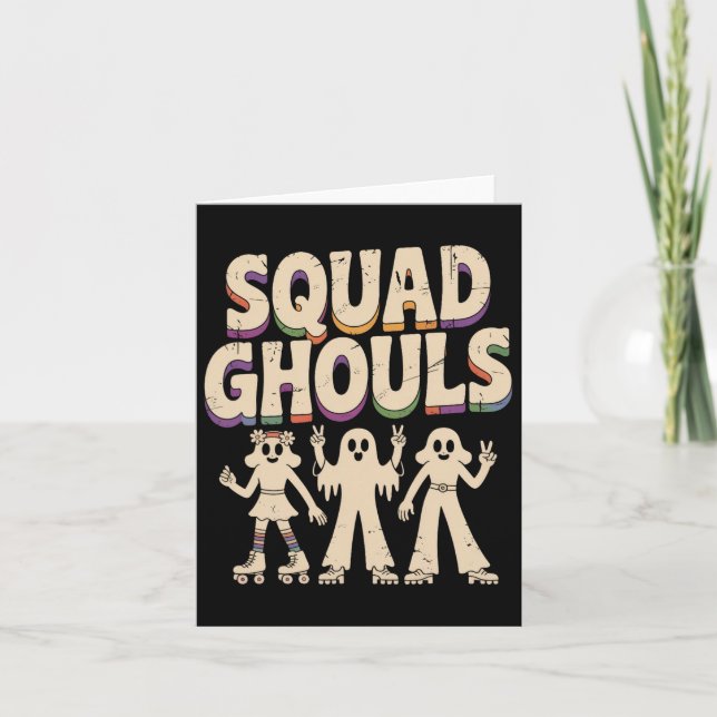 Squad Ghosts Matching Funny Halloween 3  Card (Front)
