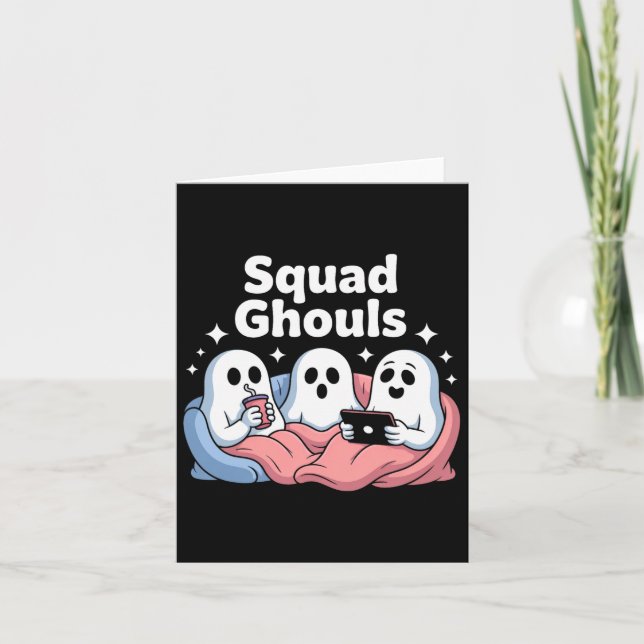 Squad Ghosts Matching Funny Halloween 5  Card (Front)