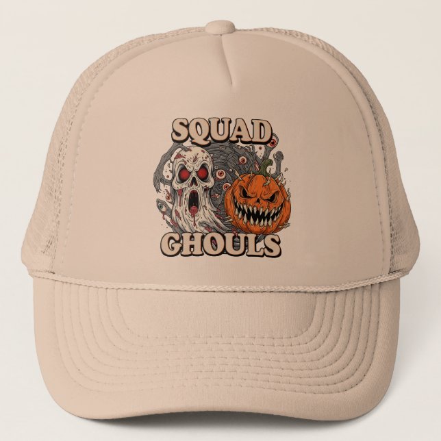 Squad Ghouls - Spooky Halloween T-Shirt Trucker Hat (Front)