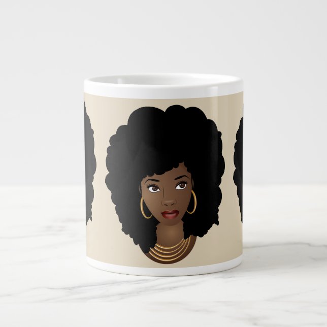 Squad Goals | Black Afro | Beige Large Coffee Mug (Front)