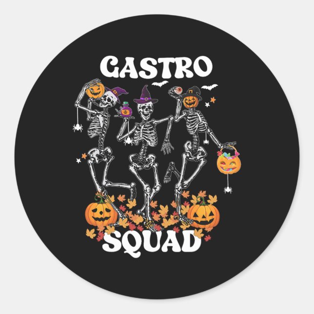 Squad Halloween Skeleton Dancing Endoscopy Nurse G Classic Round Sticker (Front)