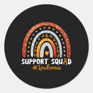 Squad Leukaemia Awareness Orange Ribbon Rainbow Classic Round Sticker