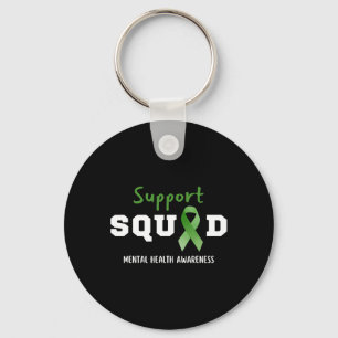 Squad Mental Health Awareness Fun Green Ribbon Key Ring