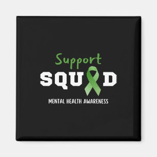Squad Mental Health Awareness Fun Green Ribbon Magnet