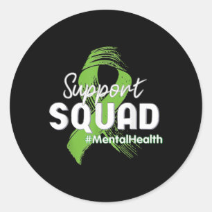 Squad Mental Health Awareness Lime Green Ribbon 1  Classic Round Sticker