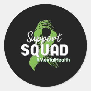 Squad Mental Health Awareness Lime Green Ribbon  Classic Round Sticker