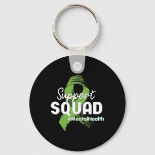 Squad Mental Health Awareness Lime Green Ribbon Key Ring