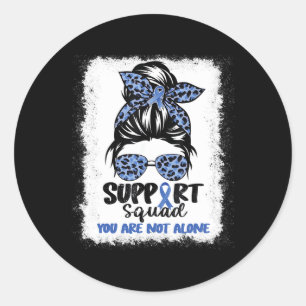 Squad Messy Bun Blue Warrior Ataxia Awareness  Classic Round Sticker