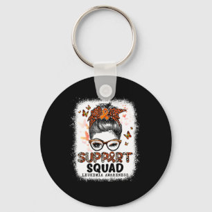 Squad Messy Bun Butterfly Orange Ribbon Leukaemia Key Ring