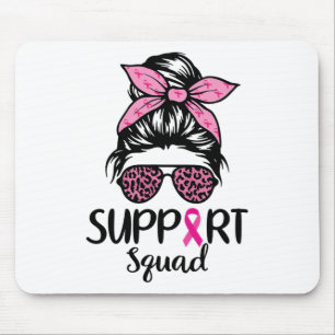 Squad Messy Bun Leopard Pink Breast Cancer Awarene Mouse Pad
