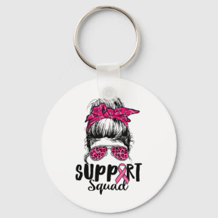 Squad Messy Bun Pink Warrior Breast Cancer Awarene Key Ring