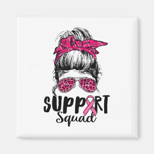 Squad Messy Bun Pink Warrior Breast Cancer Awarene Magnet