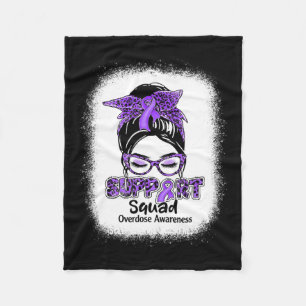 Squad Messy Bun Purple Ribbon Overdose Awareness Fleece Blanket