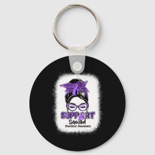 Squad Messy Bun Purple Ribbon Overdose Awareness Key Ring