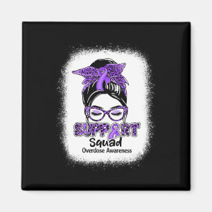 Squad Messy Bun Purple Ribbon Overdose Awareness  Magnet