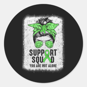 Squad Messy Bun Warrior Green Mental Health Awaren Classic Round Sticker