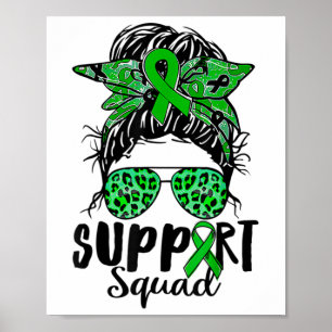 Squad Messy Bun Warrior Green Mental Health Proble Poster