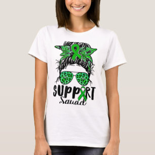 Squad Messy Bun Warrior Green Mental Health Proble T-Shirt