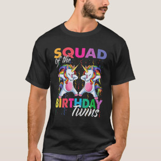 Squad Of Birthday Twins Boy Girl Dabbing Unicorn T T-Shirt
