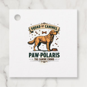 Squad of Canines Vintage Dog Pun Graphic with Gold Favour Tags