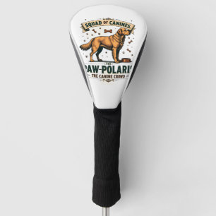 Squad of Canines Vintage Dog Pun Graphic with Gold Golf Head Cover