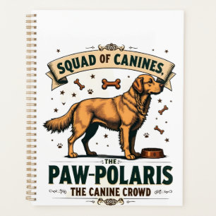 Squad of Canines Vintage Dog Pun Graphic with Gold Planner