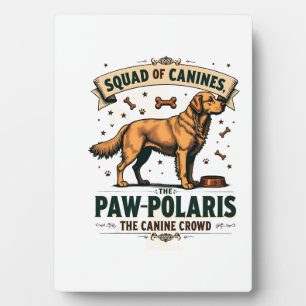 Squad of Canines Vintage Dog Pun Graphic with Gold Plaque