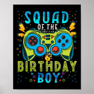 Squad Of The Birthday Boy Video Game Matching Birt Poster