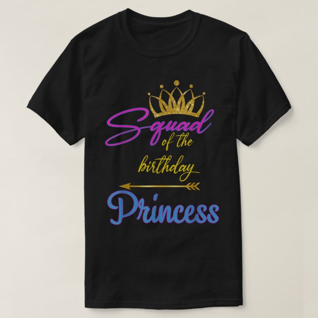 Squad Of The Birthday Princess Funny Mama Mummy Gr T-Shirt (Design Front)