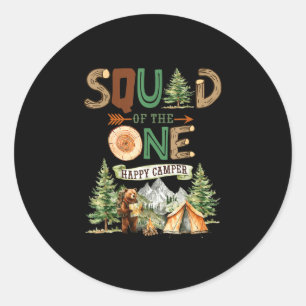 Squad of the one happy camper 1st birthday camping classic round sticker