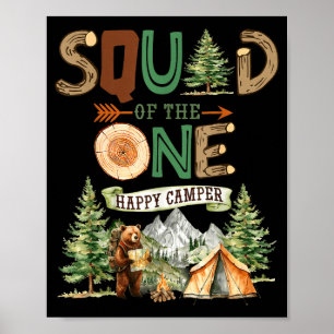 Squad of the one happy camper 1st birthday camping poster
