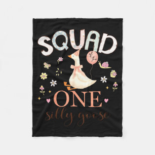Squad of The One Silly Goose 1st Birthday Girl Fleece Blanket