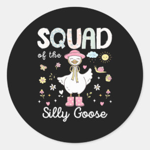 Squad of the silly goose 1st birthday girl family classic round sticker
