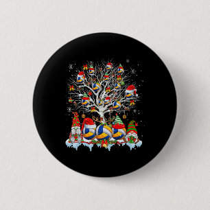 Squad Santa Reindeer Volleyball On Xmas Tree Gnome 6 Cm Round Badge