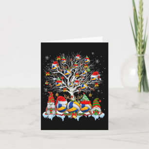 Squad Santa Reindeer Volleyball On Xmas Tree Gnome Card